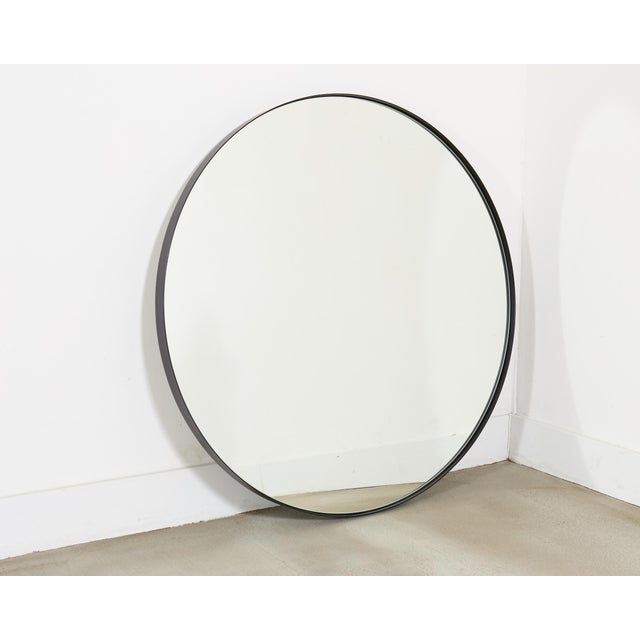 Contemporary Restoration Hardware Round Bristol Mirror Blackened 42 In. For Sale - Image 3 of 13