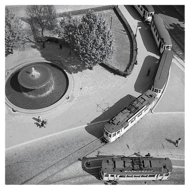 Trams on Way Through Centre Darmstadt, Germany, 1938, Printed 2021 For Sale