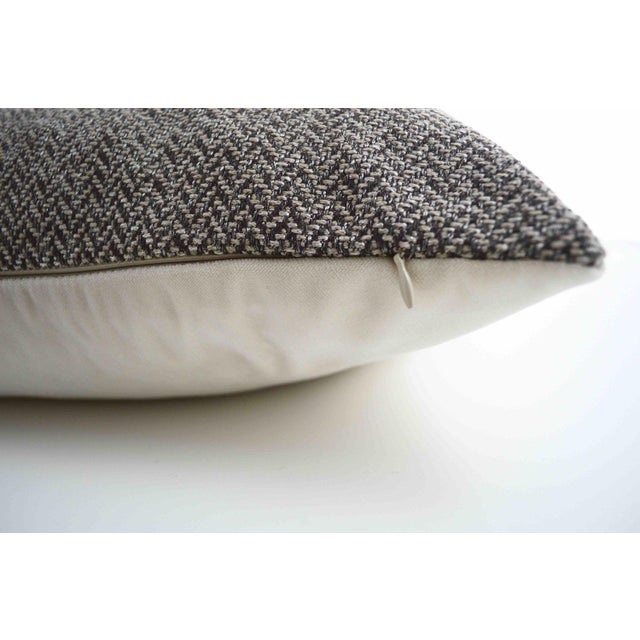 FirmaMenta Italian Herringbone and Velvet Lumbar Pillow For Sale - Image 4 of 4