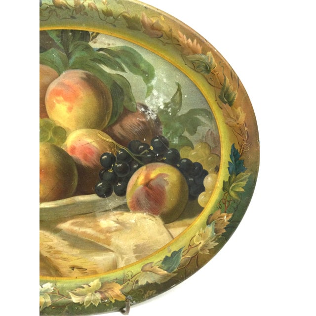 Blue Authentic Antique Toleware Platter Serving Tray For Sale - Image 8 of 12