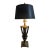 Late 20th Century Large Neoclassical Style Brass & Faux Burlwood Table Lamp With Black Shade – 34"h For Sale