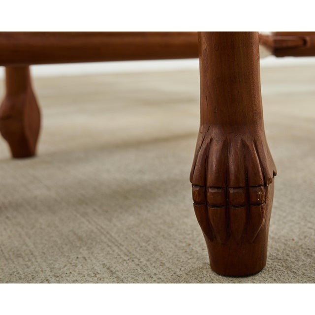 Brass Asian Etched Brass Tray Table on Six Leg Folding Stand For Sale - Image 8 of 12