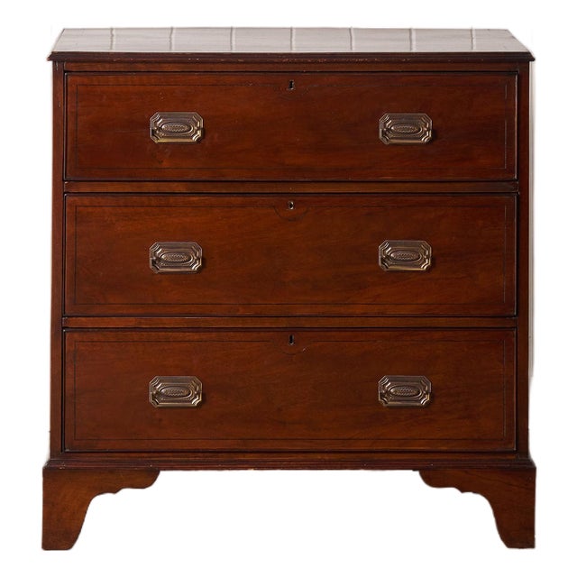 19th Century Mahogany Chest With Octagon Backplate Pulls For Sale