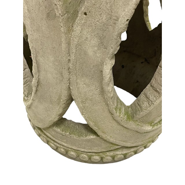 Late 20th Century Concrete Chinoiserie Double Rings Garden Stool/Drinks Table For Sale - Image 5 of 7