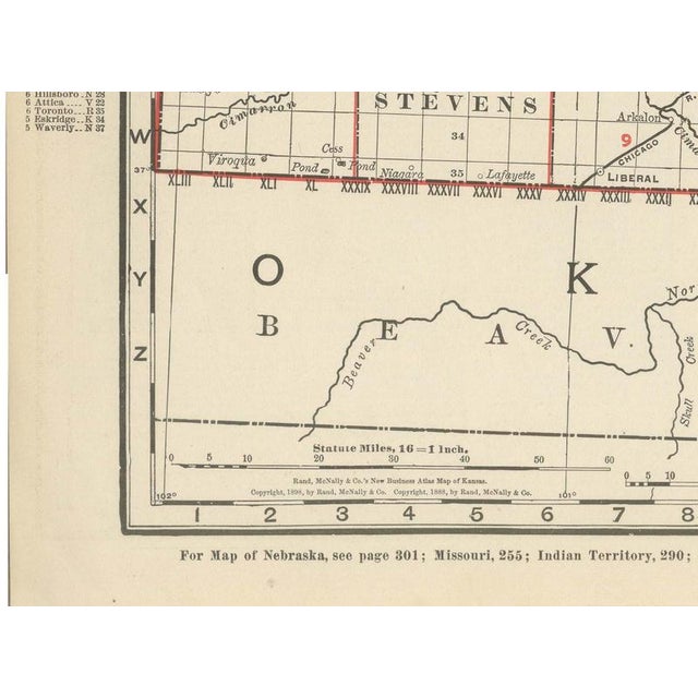 Black Antique Map of Kansas The Sunflower State by Ran McNally, 1899 For Sale - Image 8 of 12