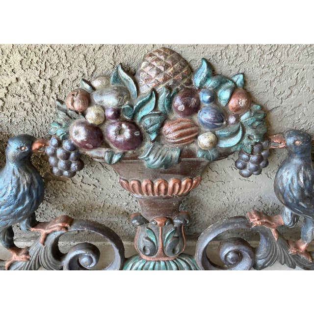 Late 19th-Century Cast Iron Victorian-Style Pediment With Fruit Urn & Swooping Ravens For Sale - Image 12 of 18