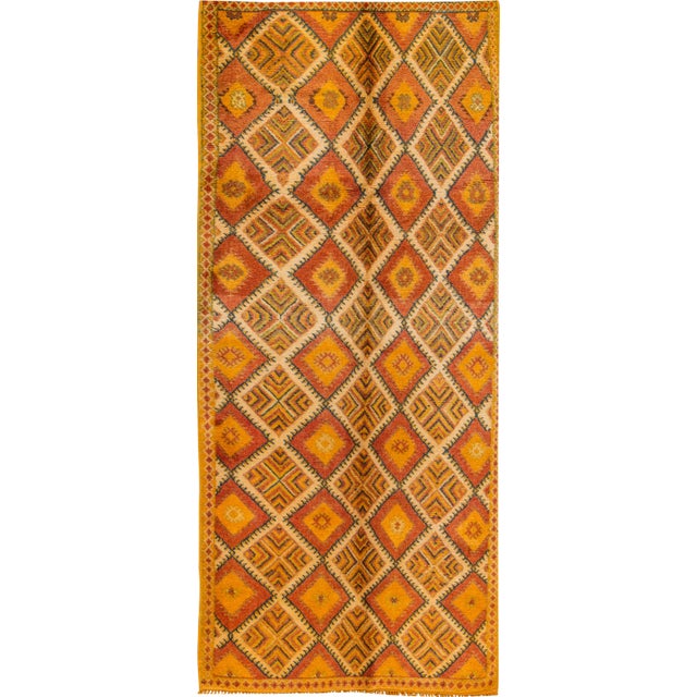 Mid-20th Century Vintage Orange Moroccan Tribal Wool Rug For Sale