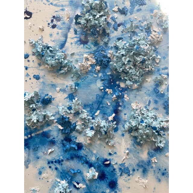 Delft and Chinoiserie-Inspired Blue & White Dimensional Diptych Painting for Modern or Traditional Interiors For Sale - Image 4 of 13