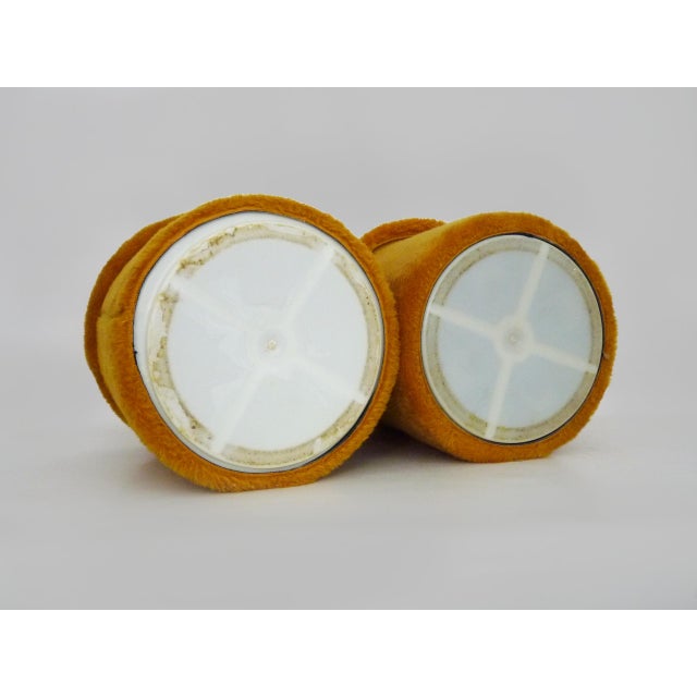 Orange-Yellow Faux Fur Ottomans with Interior Storage Compartment, 1970s For Sale - Image 9 of 10
