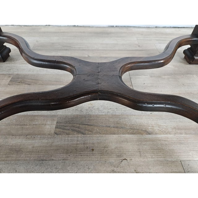 Low Inlaid Walnut Coffee Table with Crossed Legs, 1950s For Sale - Image 11 of 16