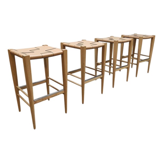 Italian Vincent Bar Stools by Werther Toffoloni for Billiani, Set of 4 For Sale