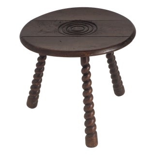 French Oak Tripod Side Table attributed to Charles Dudouyt, 1950s For Sale