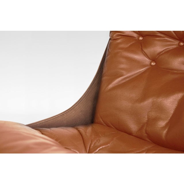 Vintage Falcon Chairs in Cognac Leather and Plywood by Sigurd Ressell for Vatne Møbler, 1970s, Set of 2 For Sale - Image 6 of 8
