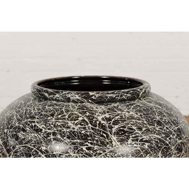 Prem Collection Artisan Made Black & White Planter with Dripping Décor For Sale - Image 12 of 12