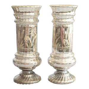 Large 19th Century French Silvered Mercury Glass Vases - A Pair