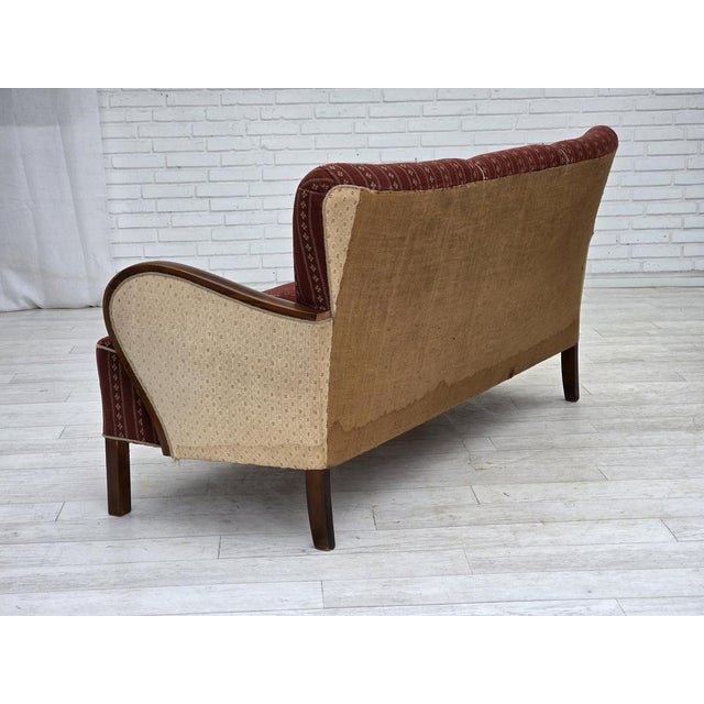 Danish 3-Seater Sofa in Red Wool and Beech, 1960s For Sale - Image 15 of 18