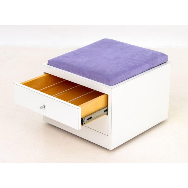 Early 21st Century Contemporary Purple and White Storage Ottoman For Sale - Image 5 of 6