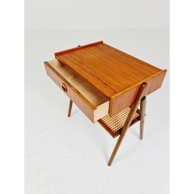 Mid-Century Modern Danish Bedside Table in Rattan and Teak For Sale - Image 13 of 14