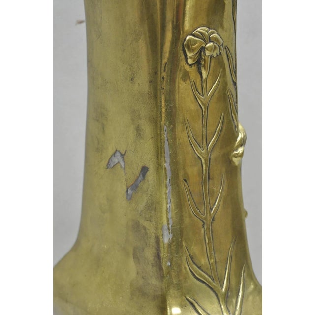Antique Art Nouveau Chinese Gilt Bronze Nude Female Sculpture Statue 16" Vase For Sale - Image 12 of 17