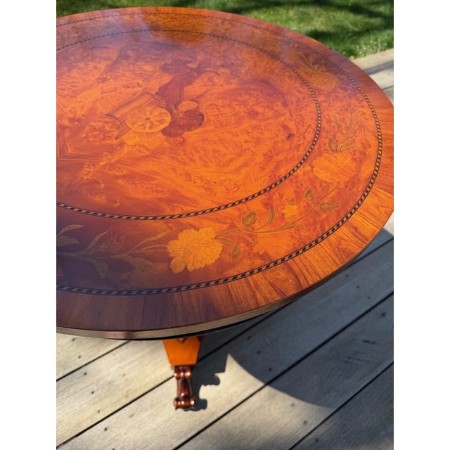 Traditional Italian Marquetry Burlwood Center Table With Custom Glass Top For Sale - Image 3 of 17