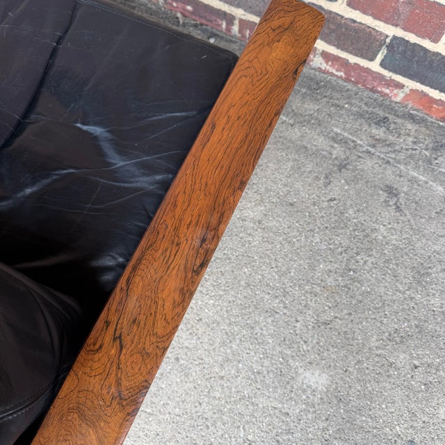 Hans Olsen Knud Saeter for Vatne Leather and Rosewood Three Seat Sofa For Sale - Image 4 of 12
