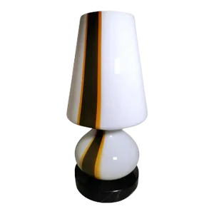 Carlo Moretti Style Space Age Lamp From Murano in Opaline Glass and Marble Base