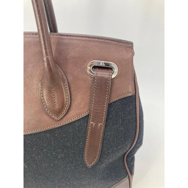 Ralph Lauren Black Wool Brown Leather Rickey Bag For Sale In Philadelphia - Image 6 of 12