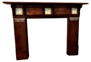 Large Victorian Decorative Mahogany Tiled Fireplace, 1880s