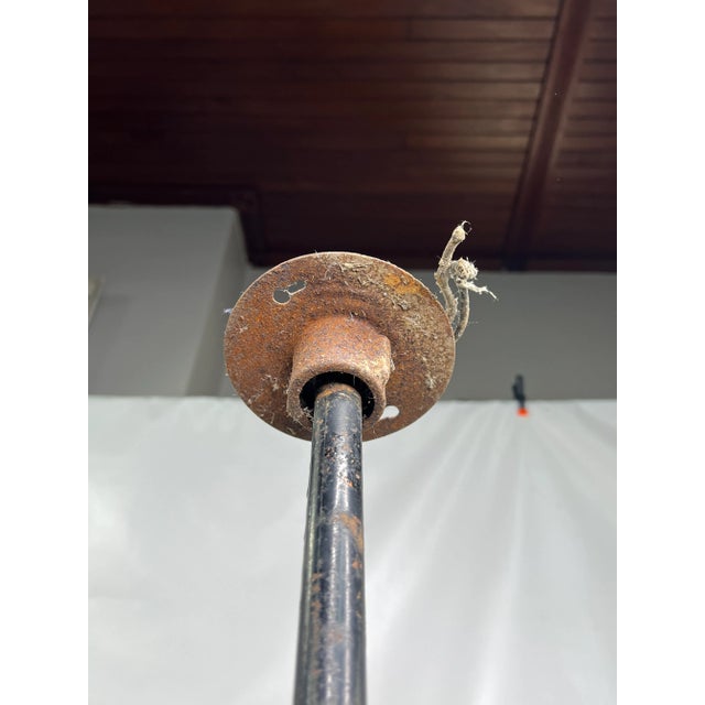 Ceramic Vintage Industrial Green Porcelain Enamel Light Fixture For Sale - Image 7 of 9