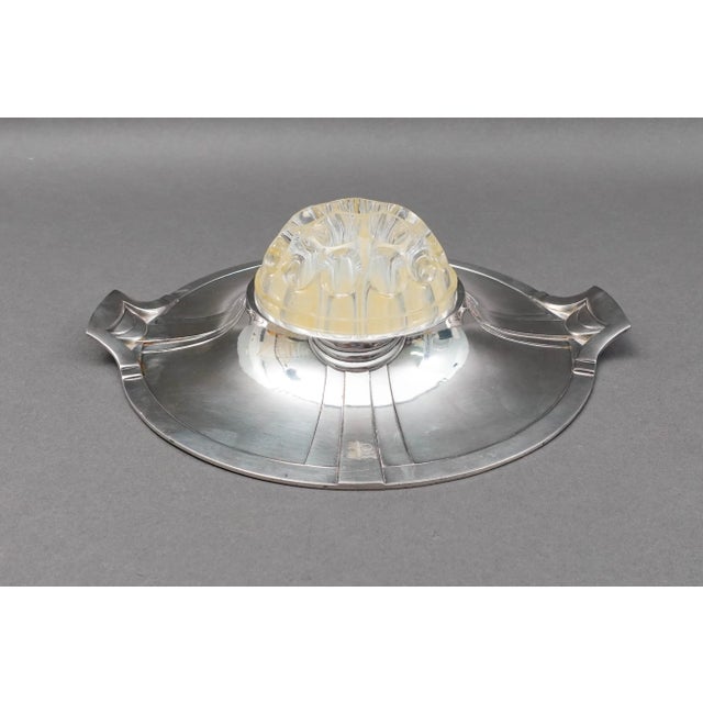 Early 20th Century Christofle France Art Nouveau Gallia Silver Plate Flower Frog Dish Tray For Sale In Miami - Image 6 of 12