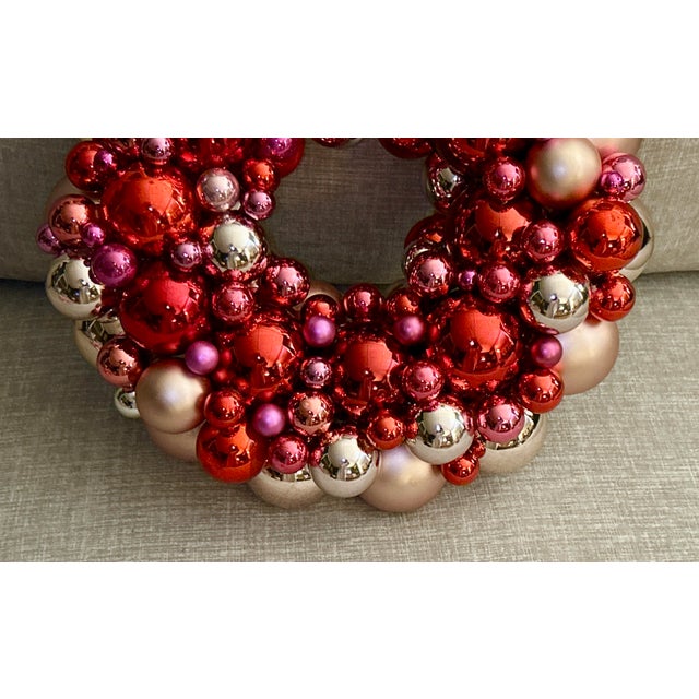 Glass Valentine’s Day Vintage Glass Ornament Wreath For Sale - Image 7 of 12