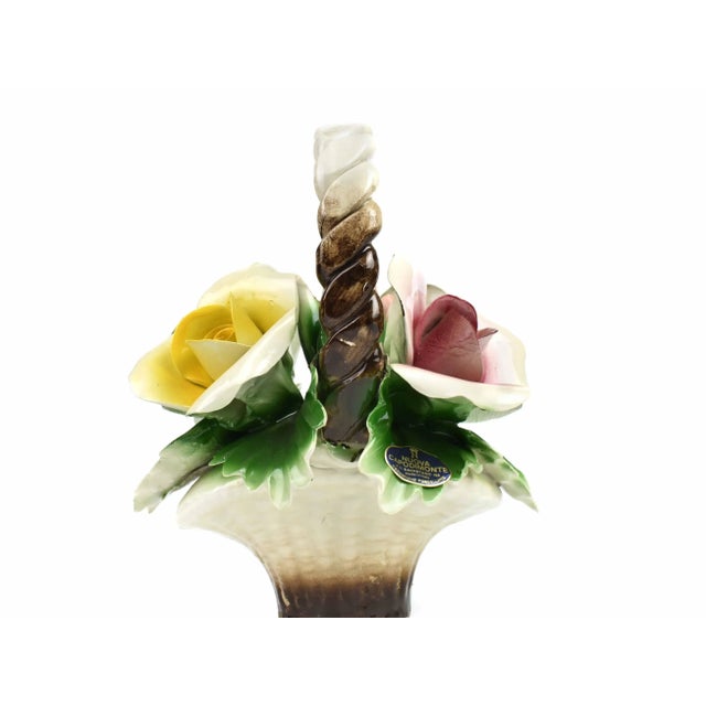 Capodimonte Mid 20th Century Nuona Capodimonte Flower Basket Art For Sale - Image 4 of 10