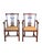 Set of four mahogany armchairs with pierced splats, shaped top rails, and upholstered seats in neutral fabric. Square legs...
