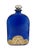 Vintage Cobalt Blue Spanish Art Glass Flask With Ornate Embossed Scrollwork Medallion For Sale - Image 11 of 12
