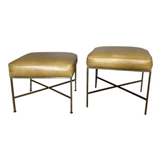 1950s Paul McCobb Leather Ottomans - a Pair For Sale