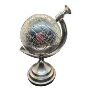 Handcrafted 9" Table Top World Globe / Map Model With Aluminum / Metal Stand For Sale