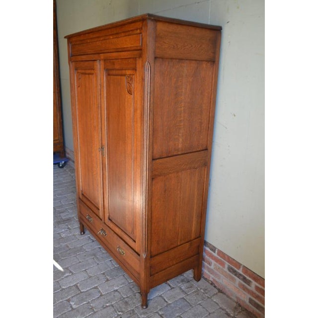 Brown Antique Oak Girls Wardrobe For Sale - Image 8 of 10