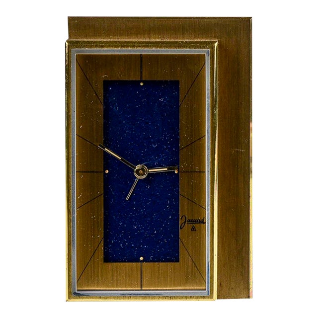 Table Clock in Gilt Metal with Original Chime from Jaccard, 1950s For Sale