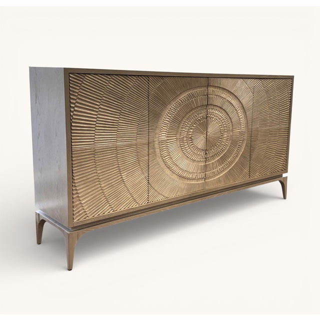 Contemporary John Richard Organic Modern Cosmos Gray Oak Sideboard Credenza For Sale - Image 3 of 15