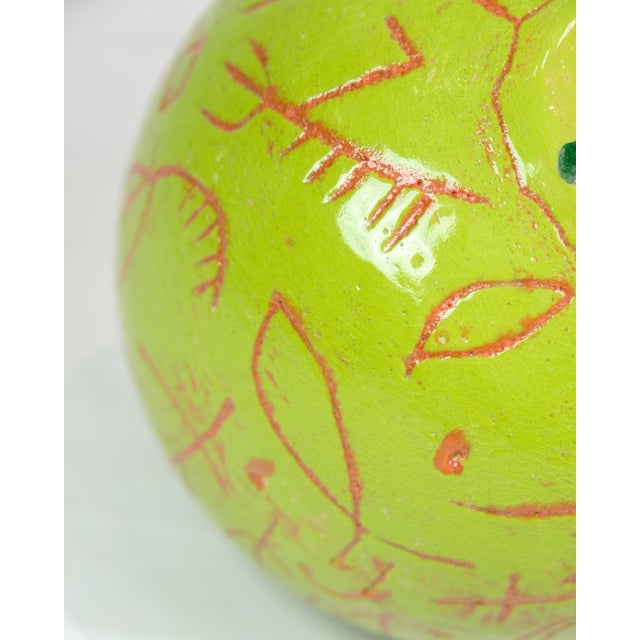 Ceramic Round Vase with Green Glass Clock by Lene Regius, 1990s For Sale - Image 7 of 8