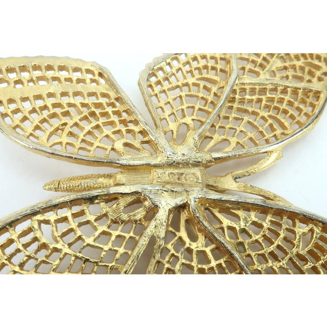 Mode-Art Gold Tone Filigree Butterfly Necklace, 1960's For Sale - Image 9 of 12