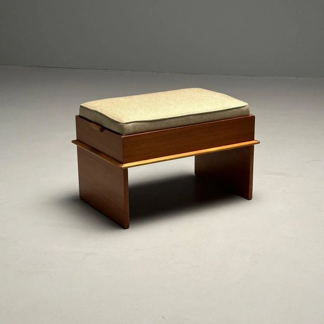 Mid-Century Modern Rare Mid-Century Modern Paul Frankl / John Stuart Storage Ottoman, Footstool For Sale - Image 3 of 12