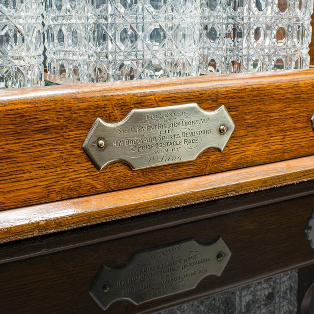 Antique Three Decanter Tantalus, English, Oak, Drinks Caddy, Edwardian, c.1910 For Sale - Image 10 of 12