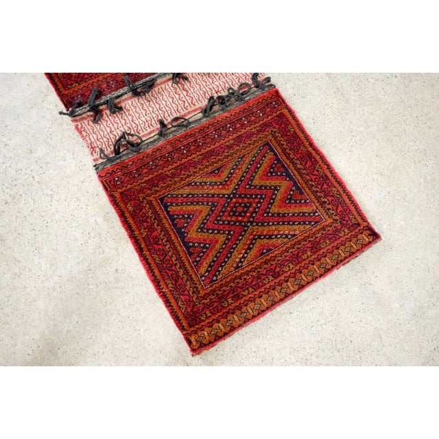 Early 20th Century Vintage Red Afghan Baluchistan Wool Tribal Saddlebag For Sale - Image 5 of 11