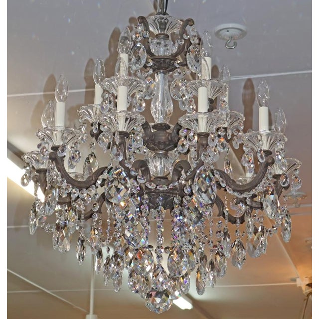 Glass Schonbek 15 Light La Scala 5075 Textured Bronze Finish Crystal Chandelier For Sale - Image 7 of 17