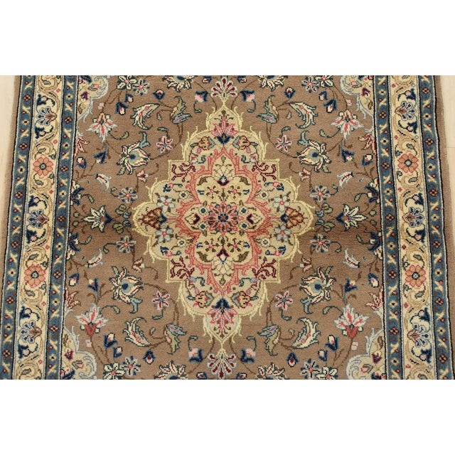 2000 - 2009 Kashan Rug 3’5” X 4’9” Brown Wool Vintage Traditional Hand-Knotted Carpet For Sale - Image 5 of 12