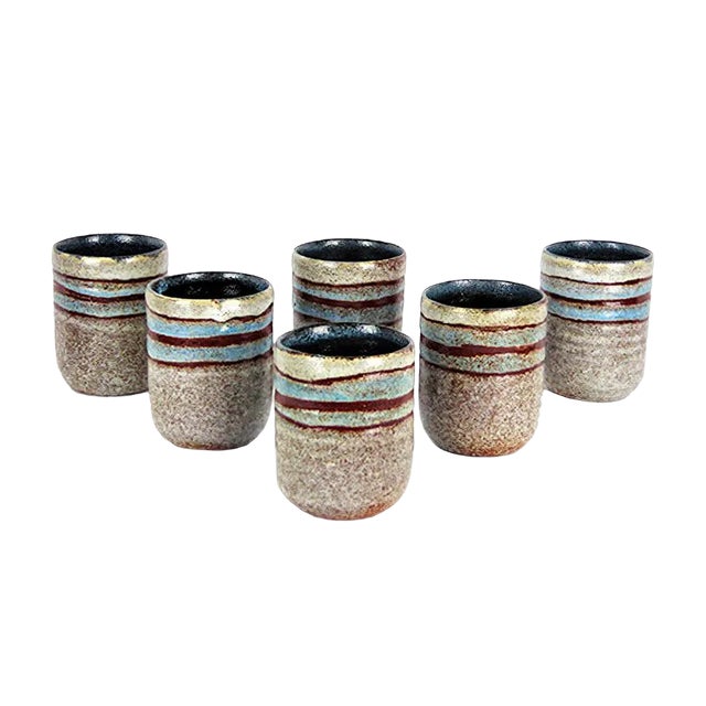 Ceramic Cups from Accolay, 1960s, Set of 6 For Sale