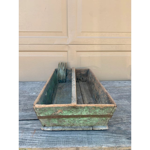 Antique Farmhouse Green Wooden Trug For Sale - Image 12 of 12