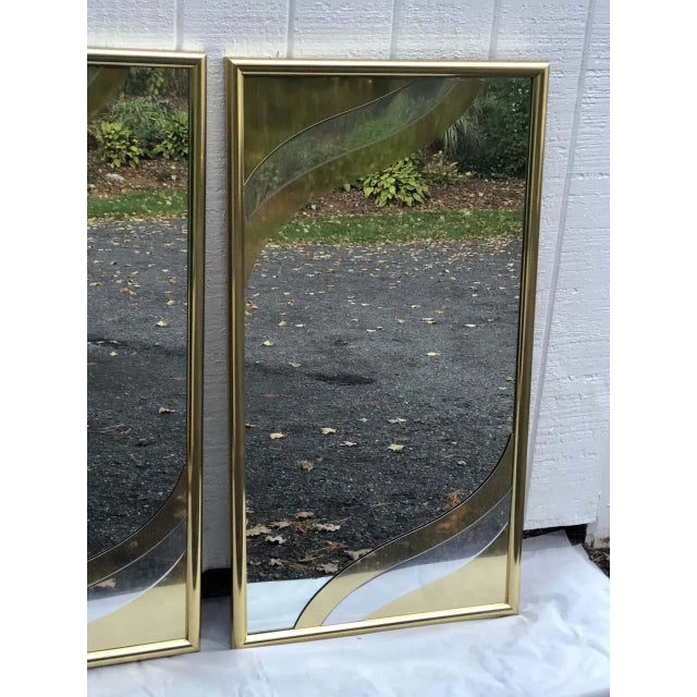 Mastercraft 1980s Designer Brass Mirrors in the Style of Jere - a Pair For Sale - Image 4 of 11