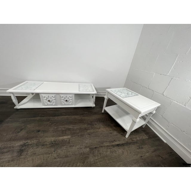 American 1980s Refinished Coffee Table, White High Gloss Finish For Sale - Image 3 of 4